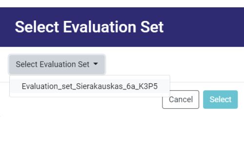 Selection of set of criteria
