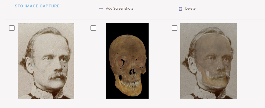 Added screenshots regarding cephalometric, craniometric landmarks and skull-face overlay